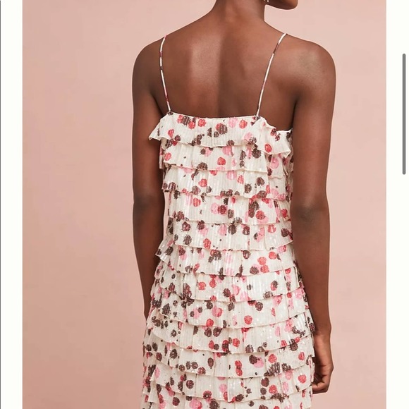 Anthropologie Verb by Pallavi Singhee Tiered Polka Dot Sequined Mini Dress - Picture 2 of 9